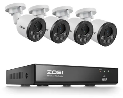 Produktbild von ZOSI 4K PoE Überwachungskamera Set Aussen, 8CH NVR ohne HDD, 4X 8MP Kamera
