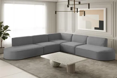 Produktbild von Ecksofa Designersofa PALMA in Stoff Opera Velvet Grau Seite Universal