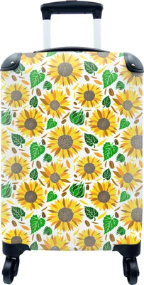 Produktbild von MuchoWow® MuchoWow® Koffer Handgepäck Trolley Rollkoffer Kleine Reisekoffer mit 4 Rollen - Sonnenblume - Blätter - Muster - Cabin Size < 55x40x23 cm & 55x40x20 cm - Fotokoffer - Kabinenkoffer - Boardg