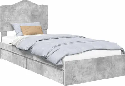 Productafbeelding van Opslag bed met hoofdeinde Beton Grijs 90 x 190 cm Bewerkt hout