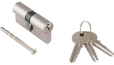 Produktbild von Marchesi H36000 Einbaudoppelzylinder, Türzylinder Schließzylinder Sicherheitsschloss, gleichsperrend ohne Sicherungskarte, Messing vernickelt, 30,5/35,5 mm inklusive 3 Schlüssel