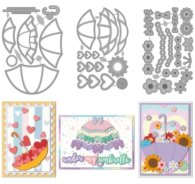 Productafbeelding van Stansmallen set voor papierkunst met hartjes en bloemen