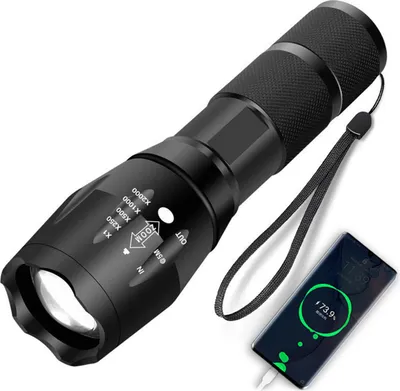 Obrázok produktu pre Nabíjateľná LED baterka USB - výkonné vonkajšie núdzové svetlo na nočný rybolov, kempovanie a turistiku