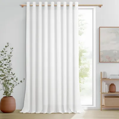 Zdjęcie produktu dla Zasłona lniana z przelotkami - Półprzezroczysta - 200 x 240 cm - 1 panel - Biały