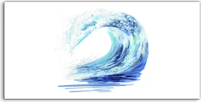 Produktbild von Coloray Acrylbild 140x70  Wandbild Acrylbilder Aquarell handgezeichnetes Meer Welle