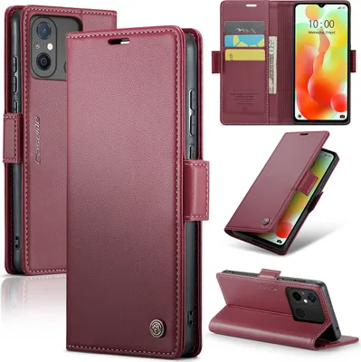 Produktbild von Redmi 12C Hülle, Leder Brieftasche Kartenfach Schutzhülle mit Standfunktion für Xiaomi Redmi 12C / Redmi 11A Rot