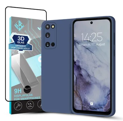 Produktbild von Hülle für Samsung Galaxy S20 mit 9H Displayglas Displayschutz Case Cover Bumper Smartphone Softgrip Schutzhülle Farbe: Lavendelblau