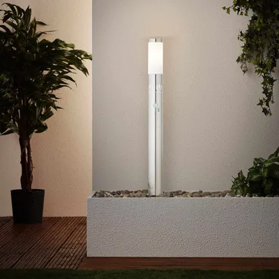 Produktbild von BRILLIANT 80 cm hohe Außenstandleuchte | Mit Nachtlichtfunktion und Bewegungsmelder | Edelstahl + Kunststoff | 96413/82