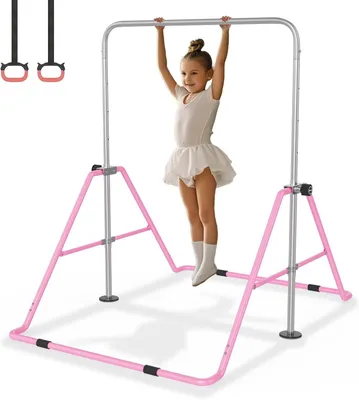 Zdjęcie produktu dla Kinder Rekstang - Poręcze gimnastyczne do użytku domowego - Trening gimnastyczny - Regulowana wysokość - 91-133 cm - Różowy