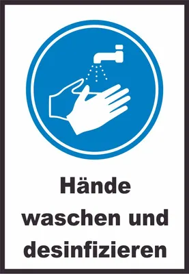 Produktbild von Hände waschen und desinfizieren Schild A2 Rückseite selbstklebend