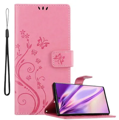 Produktbild von Cadorabo Hülle für Samsung Galaxy NOTE 10 PLUS Schutz Hülle in Rosa Schutzhülle Handy Hülle Etui Case Blumen Flower