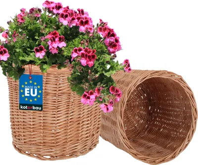 Produktbild von KOTARBAU® 2er Set Weidenkorb zum Bepflanzen Naturfarbe Höhe 28 cm ⌀ 33 cm Übertopf Korb aus Weide Pflanzkorb geflochten Pflanzkörbe Outdoor Korbübertöpfe für Balkon Blumentopf geflochten