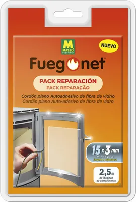 Imagen del producto de Kits de reparación de incendios, mallas protectoras contra incendios, cinta adhesiva autoadhesiva, cordón de fibra de vidrio 15x3mm, 2,5m, fuegonet, masso