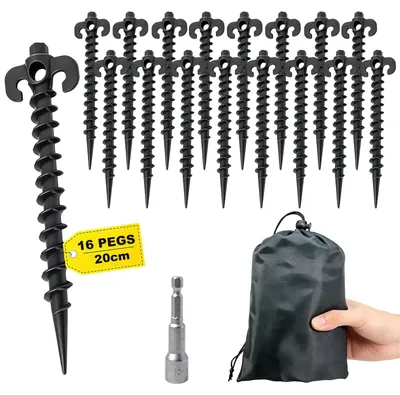 Produktbild von Heringe Metall, drehbar mit Gewinde, 16 Stück, für Befestigungen im Garten
