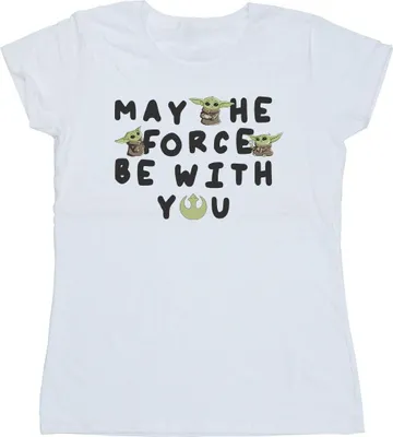 Produktbild von Star Wars - "The Mandalorian May The Force Be With You" T-Shirt für Damen BI43482 (L) (Weiß)
