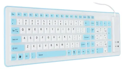Image de Clavier pliable en silicone, 103 touches, connecté par USB, étanche, silencieux, aux couleurs inaltérables, pour PC et ordinateur portable, bleu