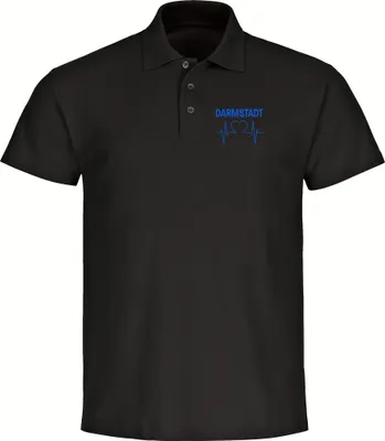 Produktbild von multifanshop Poloshirt - Darmstadt - Herzschlag, schwarz, Größe S