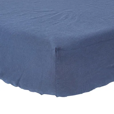 Obrázek produktu pro HOMESCAPES Lněné prostěradlo Extra High Dark Blue, 152 x 198 cm