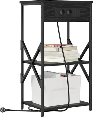 Image de vidaXL Table de chevet noire aspect chêne 41 x 31 x 76 cm en aggloméré