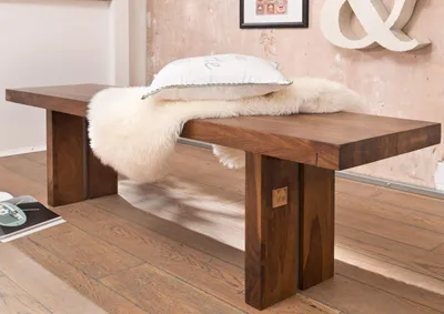 Produktbild von MASSIVMOEBEL24 Bank Sheesham 160x38x45 noble unique lackiert SYDNEY #116