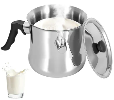 Melkpan doppelwandig Edelstahl 2L mit Deckel Induktion
