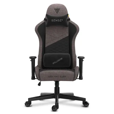 Produktbild von SENSE7 Spellcaster SENSHI Gaming Stuhl Stoff Grau-Schwarz - Ergonomischer Bürostuhl Schreibtischstuhl Zockerstuhl 150kg 2D-Armlehnen Chefsessel