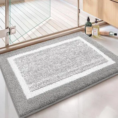Produktbild von Famanu Badmatte Mikrofaser 40 x 60 cm - Antislip, Wasserabsorbierend, Grau