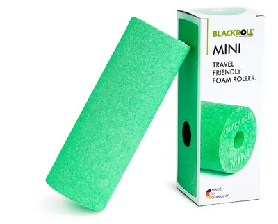 Produktbild von BLACKROLL® MINI Faszienrolle (15 x 5 cm), kleine Fitness-Rolle für die Selbstmassage, handliche Massagerolle für unterwegs, im Büro oder Fitnessstudio, mittlere Härte, Germany, Grün