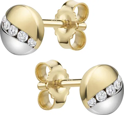 Produktbild von Celesta Gold Ohrstecker 375 Gelbgold bicolor Zirkonia 375/- Gold 5,5cm gelb Zirkonia 371320928-2