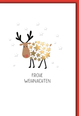 Produktbild von Weihnachten Rentier mit goldenen Sternen Weihnachtskarte mit Umschlag