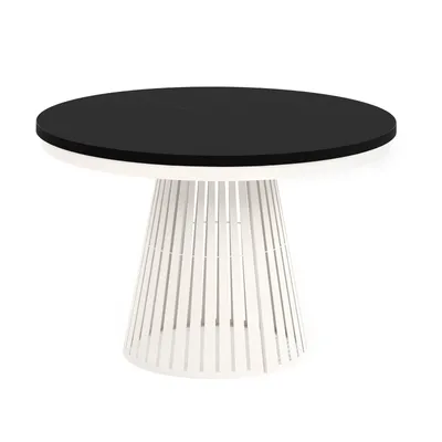 Obrázek produktu pro Kulatý rozkládací jídelní stůl CAVO s kruhovým podnožím, loftový styl, skandinávský, průměr: 120/196 cm, barva: černá/kašmír