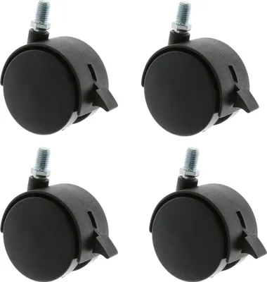 Produktbild von Kunststoff Möbelrolle Möbeltransportrolle Schwarz mit Gewindestift und Bremse div. Größen Ø50mm M8 4er Pack