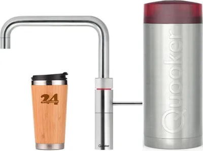 Obrázok produktu pre "QUOOKER FUSION Square COMBI B Chrome & 100°C batéria (22FSCHR)" (2-St) Drezová batéria s funkciou 100°C vriacej vody *Vrátane termohrnčeka