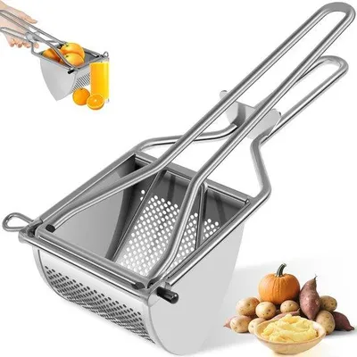 Productafbeelding van Unyqoos® roestvrijstalen aardappelpers (304) met ergonomische, antisliphandgreep, grote capaciteit, vaatwasmachinebestendig – veelzijdig voor puree en babyvoeding
