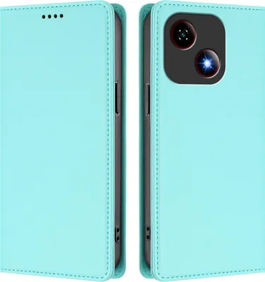 Image de Étui en cuir pour ZTE Blade A35E, étui à rabat magnétique en cuirPolyuréthaneavec support, vert menthe