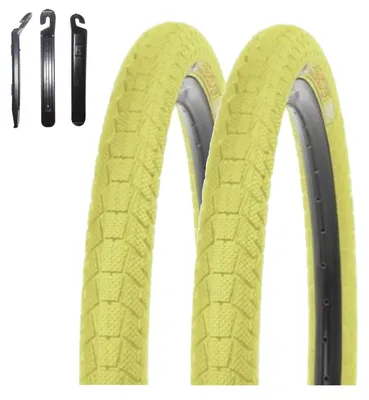 Immagine prodotto di 2 pneumatici Kenda K-907 Krackpot per biciclette BMX, misura 20 x 1,95 (50-406), colore giallo, inclusi leva pneumatici