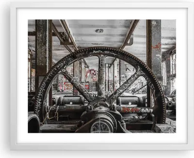 Produktbild von Gerahmtes Poster - Weißer Rahmen - Maschine Industrie Graffiti - 50x40 cm - Wand Bild - Wanddeko - Wandbilder - Wandposter - Bilderrahmen - Bilder - Kunstdruck - Wandbild - P2WAA50x40-4304