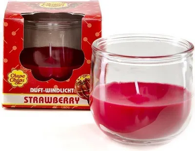Produktbild von 3er Set Chupa Chups Windlichter Strawberry Duftkerze Tischdekoration