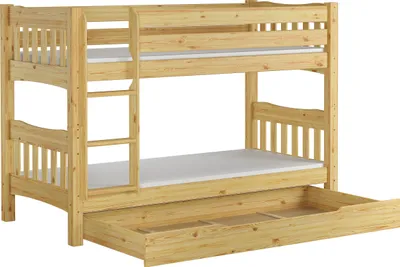 Produktbild von Etagenbett Kiefer Massivholzbett 90x200 Stockbett Hochbett Zubehör wählbar V-60.15-09Ni70 Rollrost. Matratzen und Bettkasten inkl.