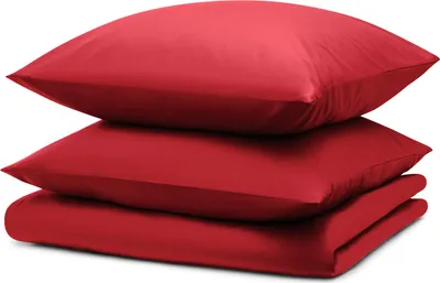 Produktbild von Blumtal Bettwäsche 240x220cm + 2x Kissenbezug 40x80cm - Mikrofaser Bed Sheets 240x220cm - 3-er Set Bettwäsche Rot