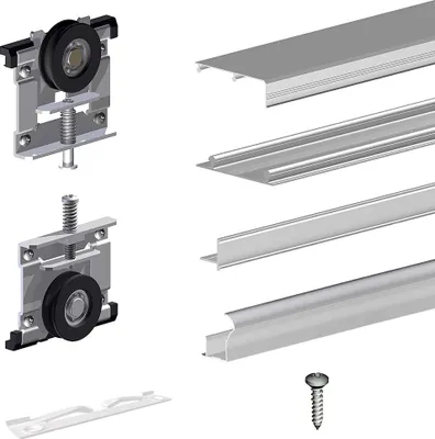 Produktbild von Schiebetürbeschlag SLID'UP 220, 270 cm, 18 mm, 3 Türen bis 70 kg, silber, für Schränke, Kleiderschränke, Wandschränke