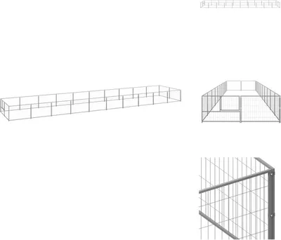 Produktbild von vidaXL Hundezwinger Silbern 20 m² Stahl -  Hundezwinger & -ausläufe