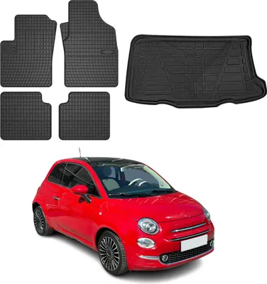 Obrázek produktu pro Sada podlahových rohoží a vložek do kufru pro Fiat 500 2012-2025 gumové TPE černé 5x
