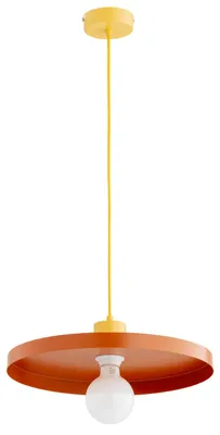Zdjęcie produktu dla Lampa wisząca płaski talerz ETERI żółto-pomarańczowa 1xE27x15W metal wym:80x40x40cm IP20 Alfa