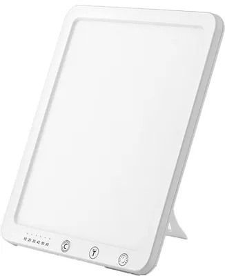 Produktbild von Tragbare Tageslichtlampe mit 10.000 Lux, Vollspektrumlampe, Tageslichtsimulation, Tageslicht mit 6 Timern und 5 Helligkeitsstufen, Touchscreen-Steuerung, UV-freie LED-Sonnenlichtlampe