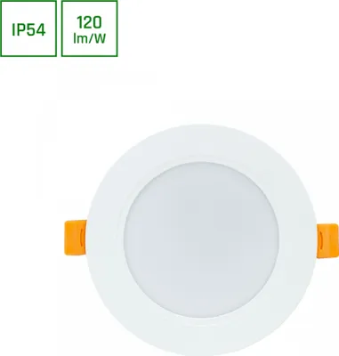 Productafbeelding van Spectrum LED inbouwspot, model DURE 3, wit, rond, diameter 11,8 cm, IP54, 8W, 1000 lumen, warmwit (3000K), lichtbundel 110°