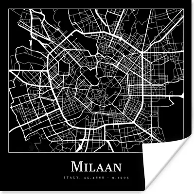 Produktbild von MuchoWow® Poster Mailand - Karte - Stadtplan 100x100 cm - Babyzimmer