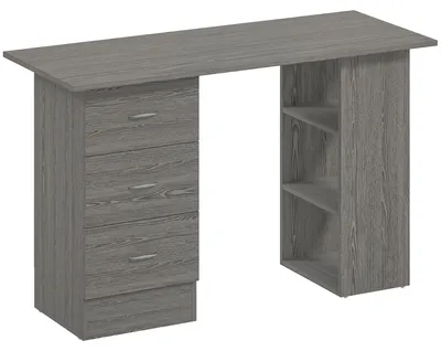 Immagine prodotto di Scrivania Moderna con 3 Cassetti e 3 Ripiani per Camera e Ufficio, in Legno, 120x49x72 cm, Grigio
