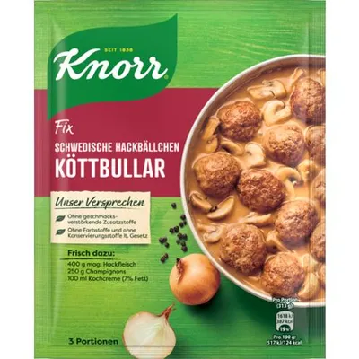Produktbild von Knorr Fix Schwedische Hackbällchen Köttbullar 5 x 49 g