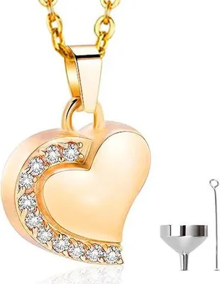 Produktbild von Luxe Ashanger mit 55 cm Kette für Asche, Haare oder Parfum – Gedenkschmuck mit Asfüllhilfe und Aufbewahrungstasche